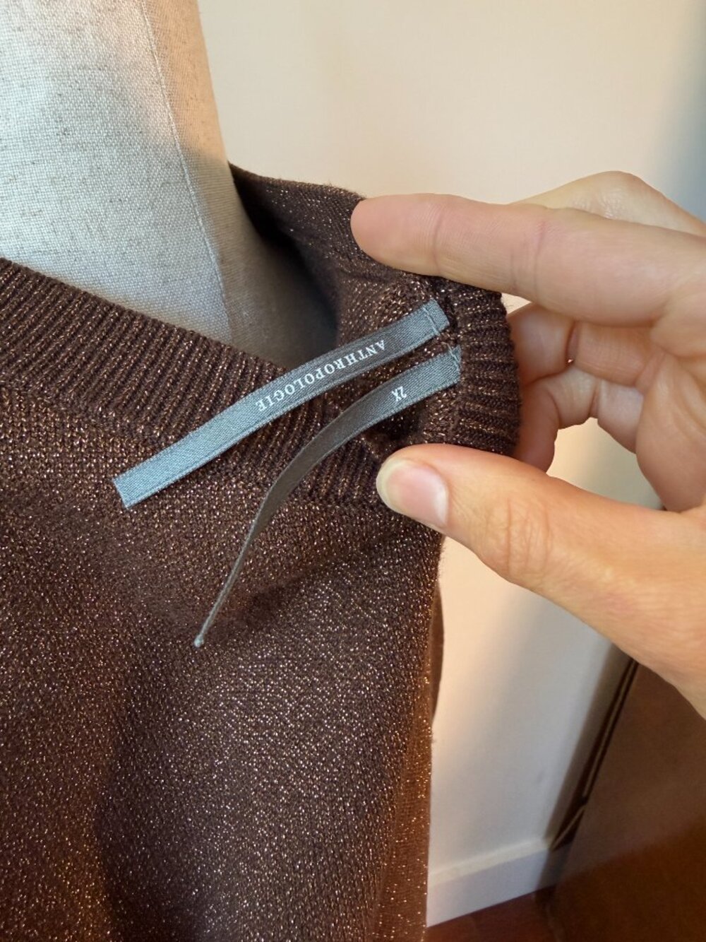 Anthropologie The Gemini Twofer Sweater 2X Metallic Knit Twist Front Pullover - Picture 7 of 10